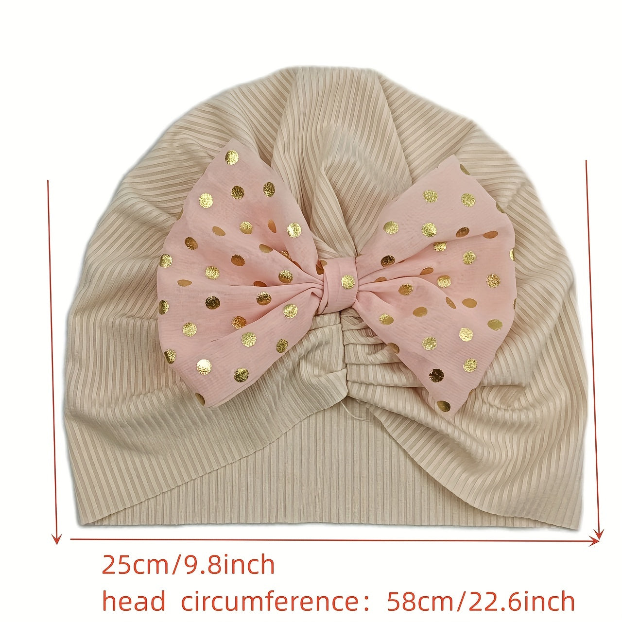 Sequin Bow Decor Turban Cap Elastic Head Wrap Lightweight Beanie