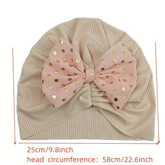 Sequin Bow Decor Turban Cap Elastic Head Wrap Lightweight Beanie