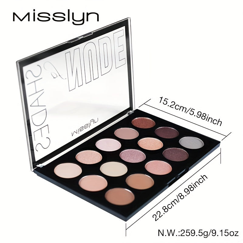 15 Shades Nude Eyeshadow Palette Natural Matte Shimmer Glitter Makeup