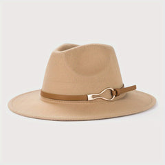 Retro Woolen Jazz Hat with Monochrome Belt