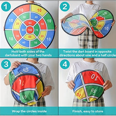 Kids Dart Board Set with 12 Sticky Balls - Indoor Outdoor Fun Game for Ages 3-12