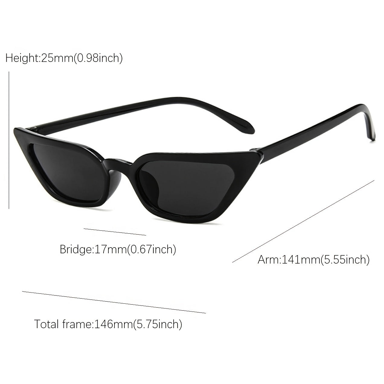 Small Cat Eye Sunglasses Vintage Skinny Frame Y2K Shades