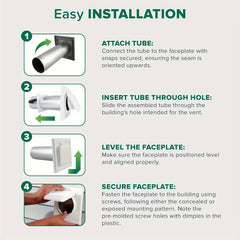 4" Double Door Dryer Vent Hood, Anti-UV Plastic, No Lint Screen