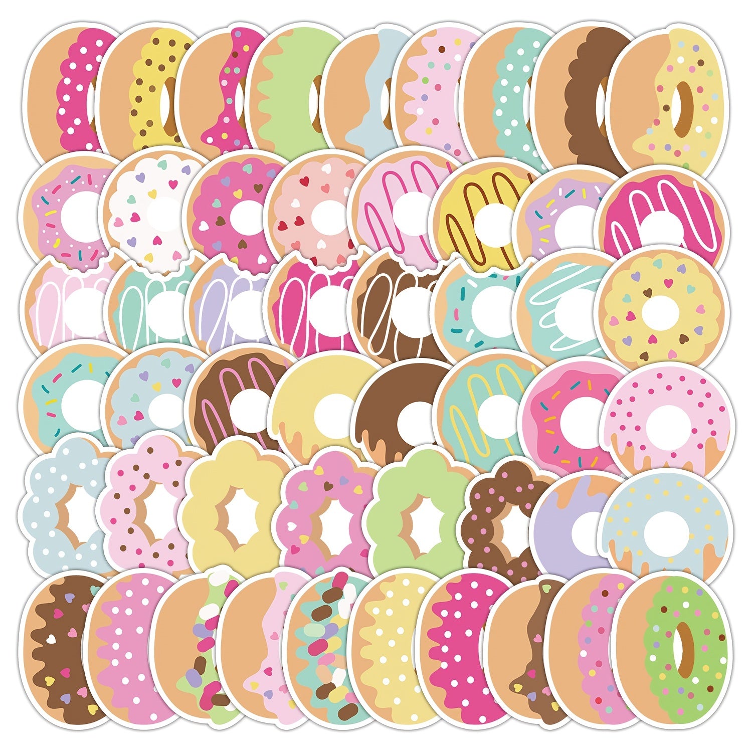 50Pcs Donut Doodle Waterproof Sticker DIY Creative Toy Stickers