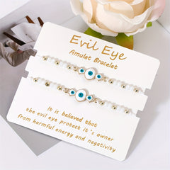 2pcs Funky Eye Round Beads Bracelet Jewelry for Men Women