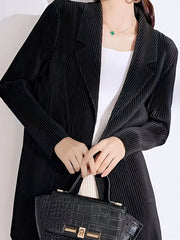 Stripe Textured Open Front Blazer for Women