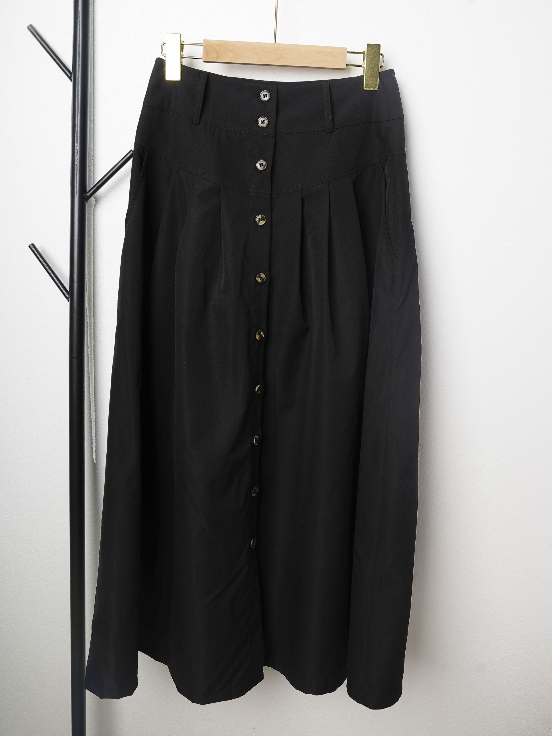Solid Button Up Maxi Skirt for Women