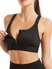 3pcs Zipper Front Sports Tank Bras Comfy Everyday Vest Bra Women's Lingerie