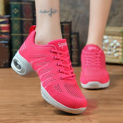 Breathable Mesh Mid Heel Dance Shoes for Women