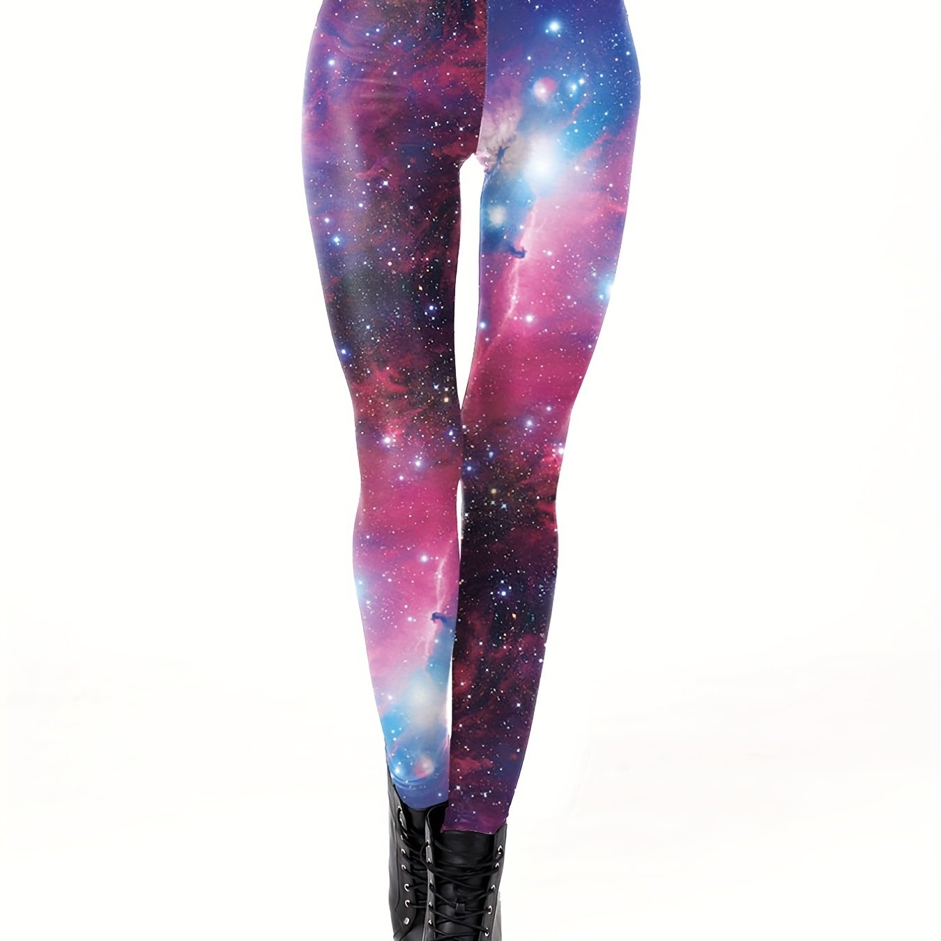 Starry Sky Print Leggings Casual Slim Long Length Leggings Women's Clothing