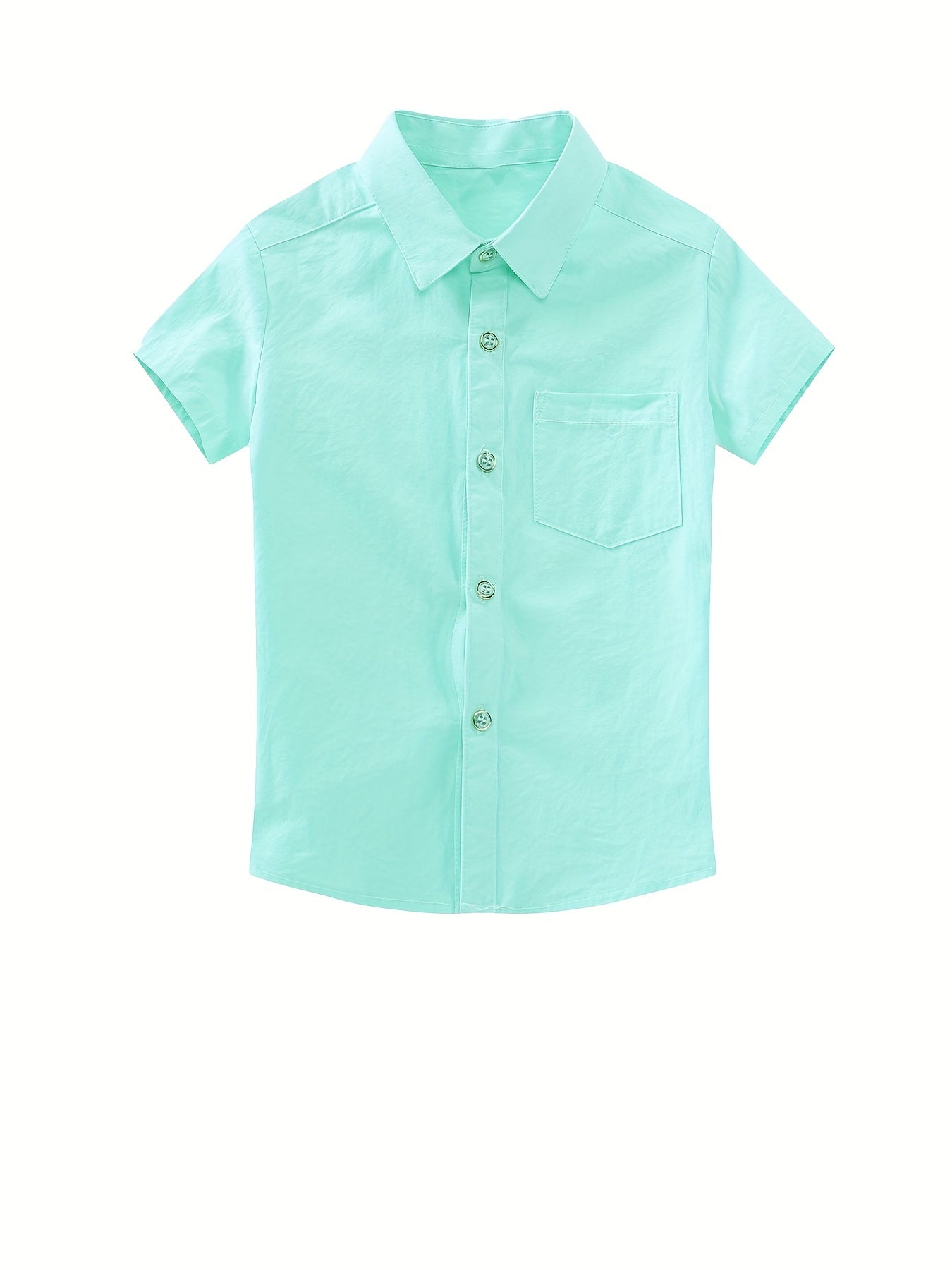Kids Uniform Shirt Button Short Sleeve Pure Cotton Shirt Boys Girls School Unifo