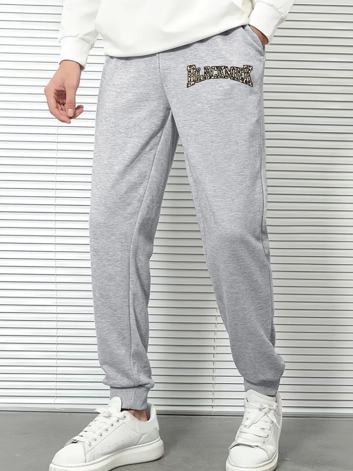 Leopard Letter Pattern Sweatpants Men s Casual Stylish Drawstring Jogger Pants