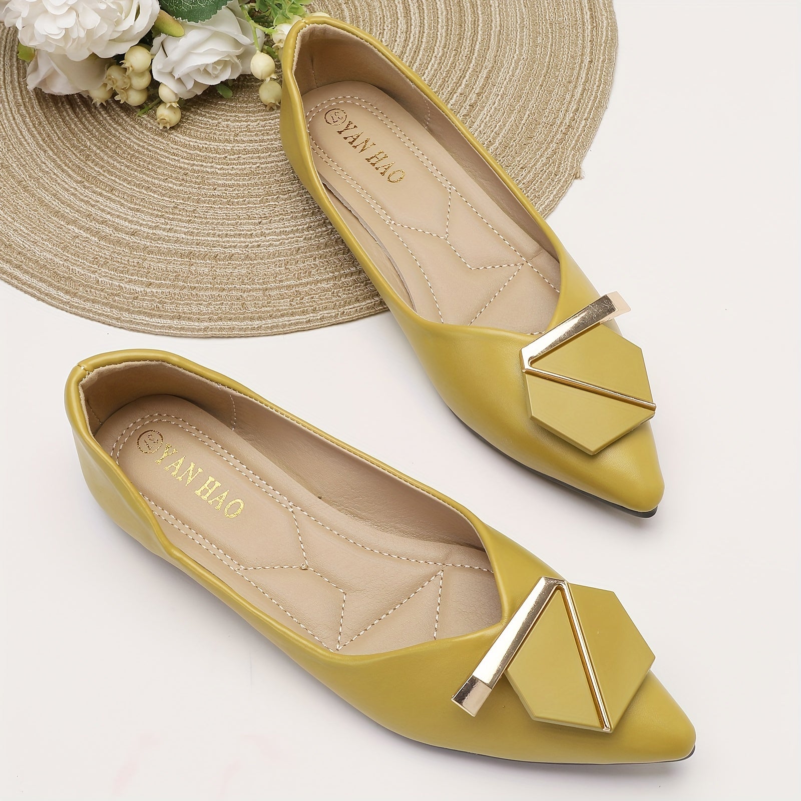 Geometric Decor Slip-On Flat Shoes for Women