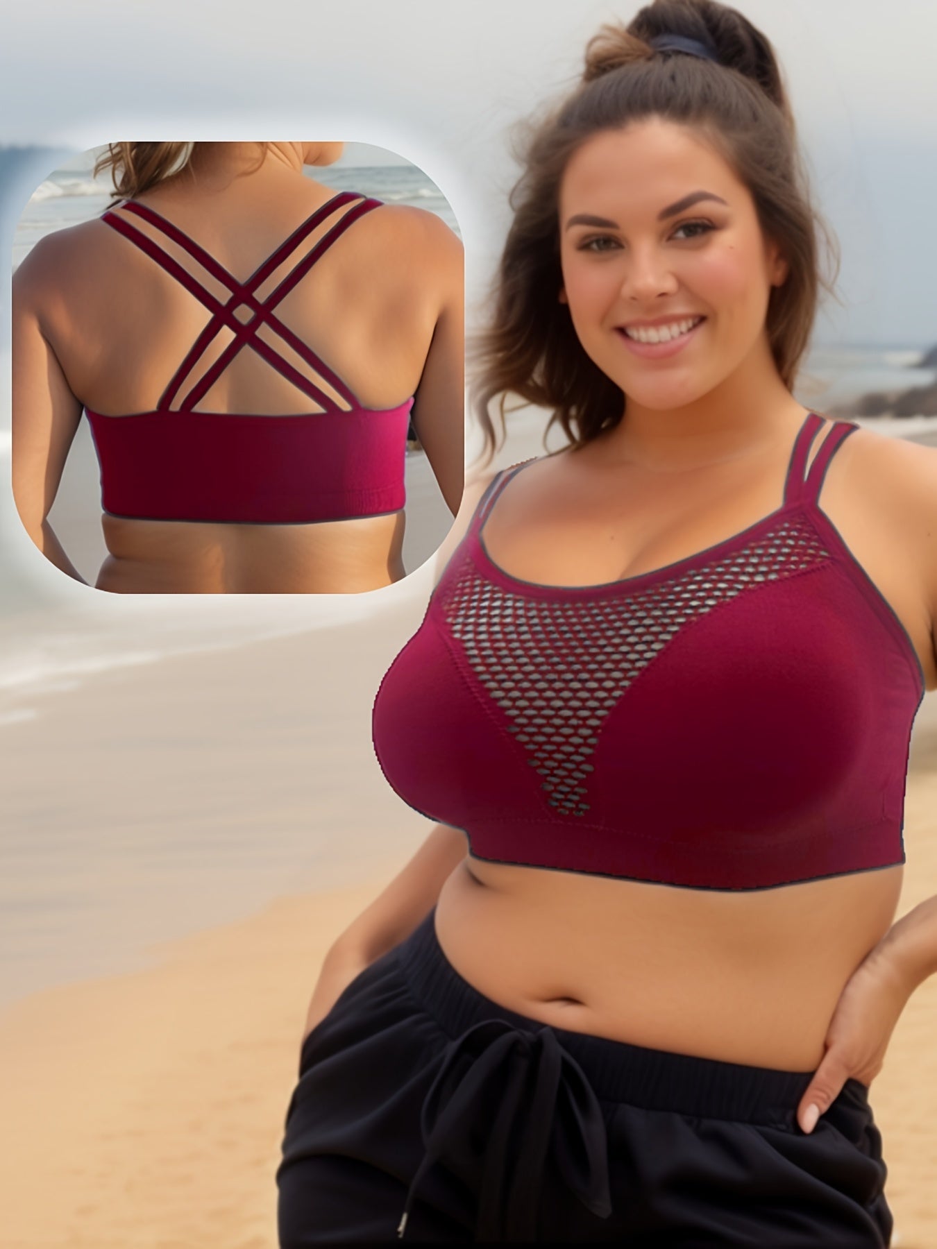 Sports Bra Solid Breathable Criss Cross Fitness Bra