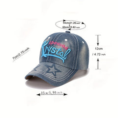 Pentagram Embroidery Distressed Baseball Cap