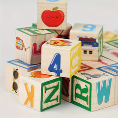 Wooden Letter Blocks Set for Learning Shapes and Colors