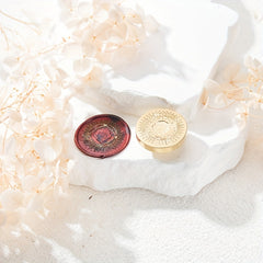 Fire Lacquer Brass Relief Seal with Magical Lion Head Pattern