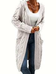 Cable Hooded Cardigan with Pockets