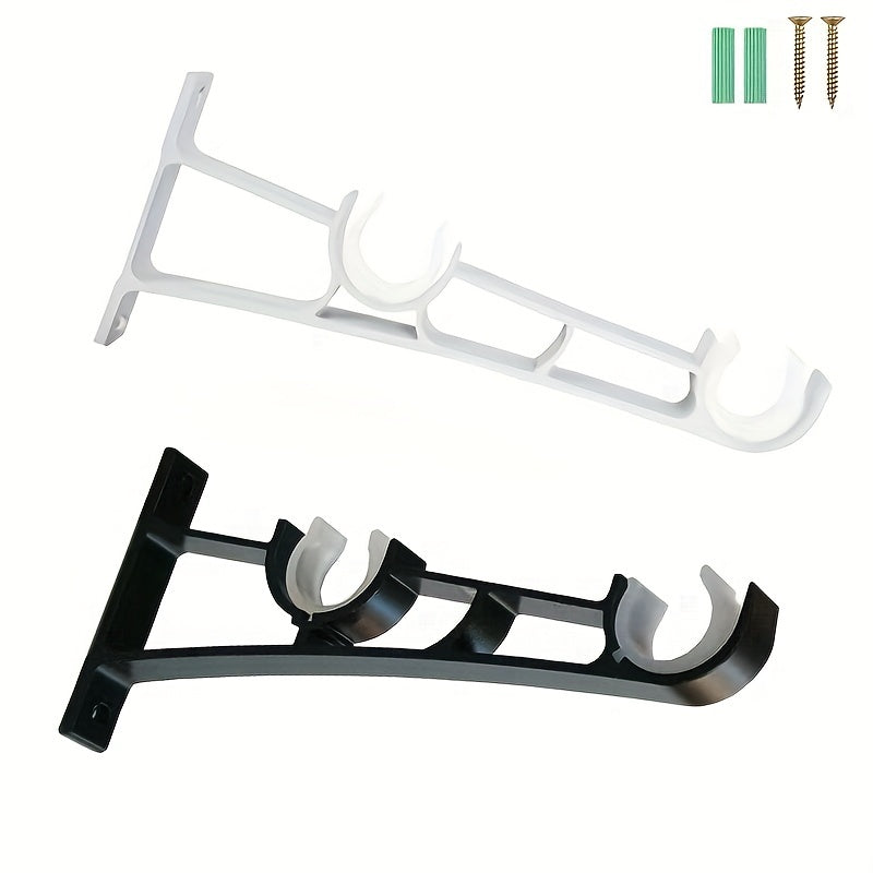 Heavy Duty Double Curtain Rod Hanger Wall Mount Hooks Metal Holder