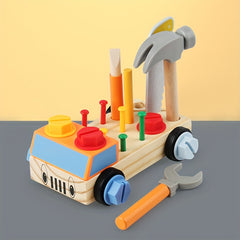 Montessori Wooden Tool Car Toy Set for Toddlers