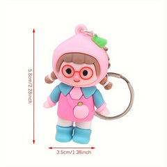 Cartoon Fruit Girl Keychain Watermelon Strawberry Pendant Ornament
