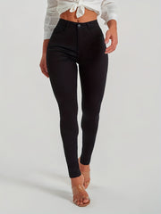 Solid Skinny Jeans High Stretch Mid Rise Stylish Plain Denim Pants