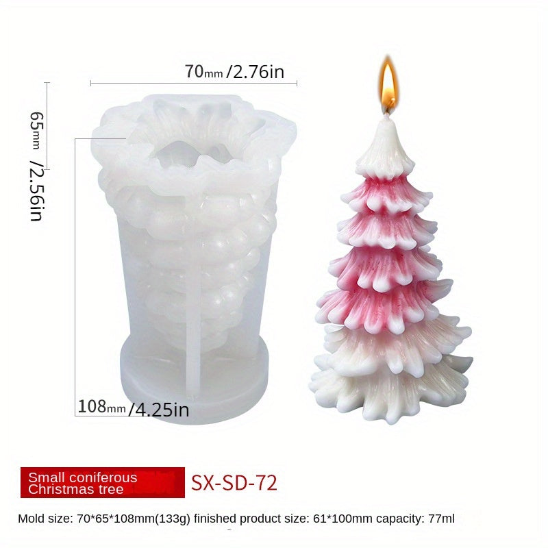 3D Christmas Tree Candle Silicone Mold DIY Kit