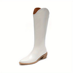 Women's Pointed Toe V Cut Mid-Calf Boots