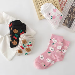 Cartoon Animal Pattern Crew Socks Women's Stockings