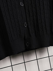 Men's Knit Cable Cardigan Vest V Neck Button Up Casual Vintage Style
