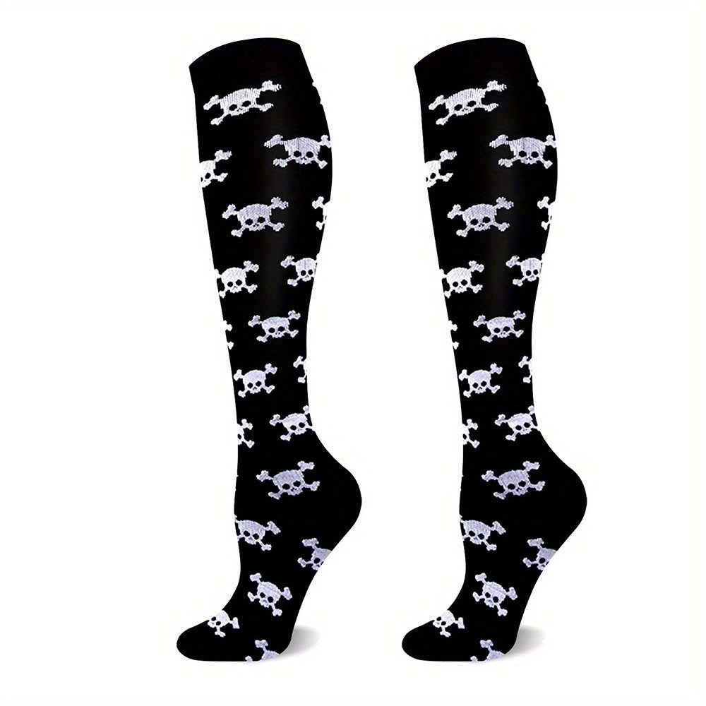 Skull Pattern Calf Socks Halloween Knee High Stockings