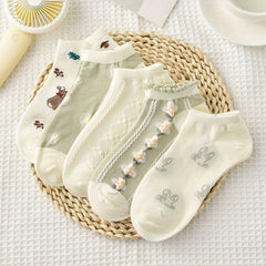5 Pairs Strawberry Short Socks Breathable Ankle Socks Women's Stockings