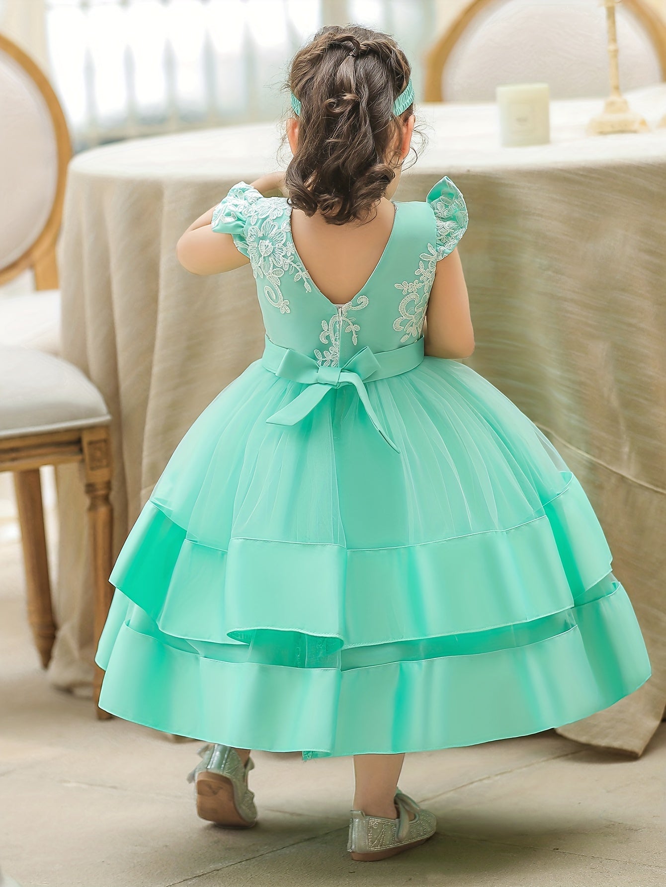 1st Birthday Party Dress Baby Girl with Headband Princess Dress