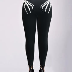Women's Plus Size Skull Print High Rise Yoga Leggings