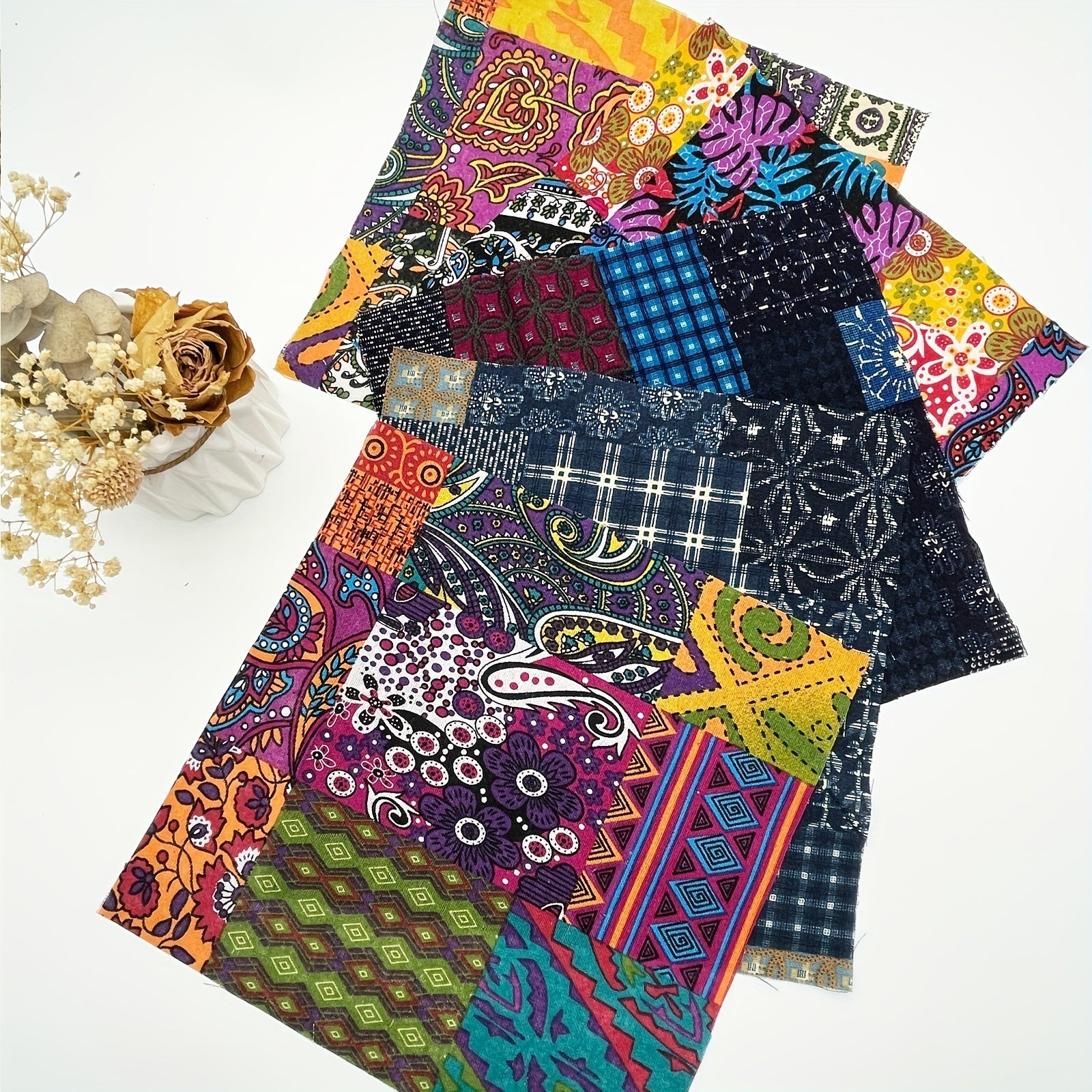 5pcs Retro Fabric Patchwork for DIY Craft Doll Clothing