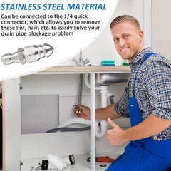 2pcs Stainless Steel Drain Nozzle 5000 PSI + Quick Connector