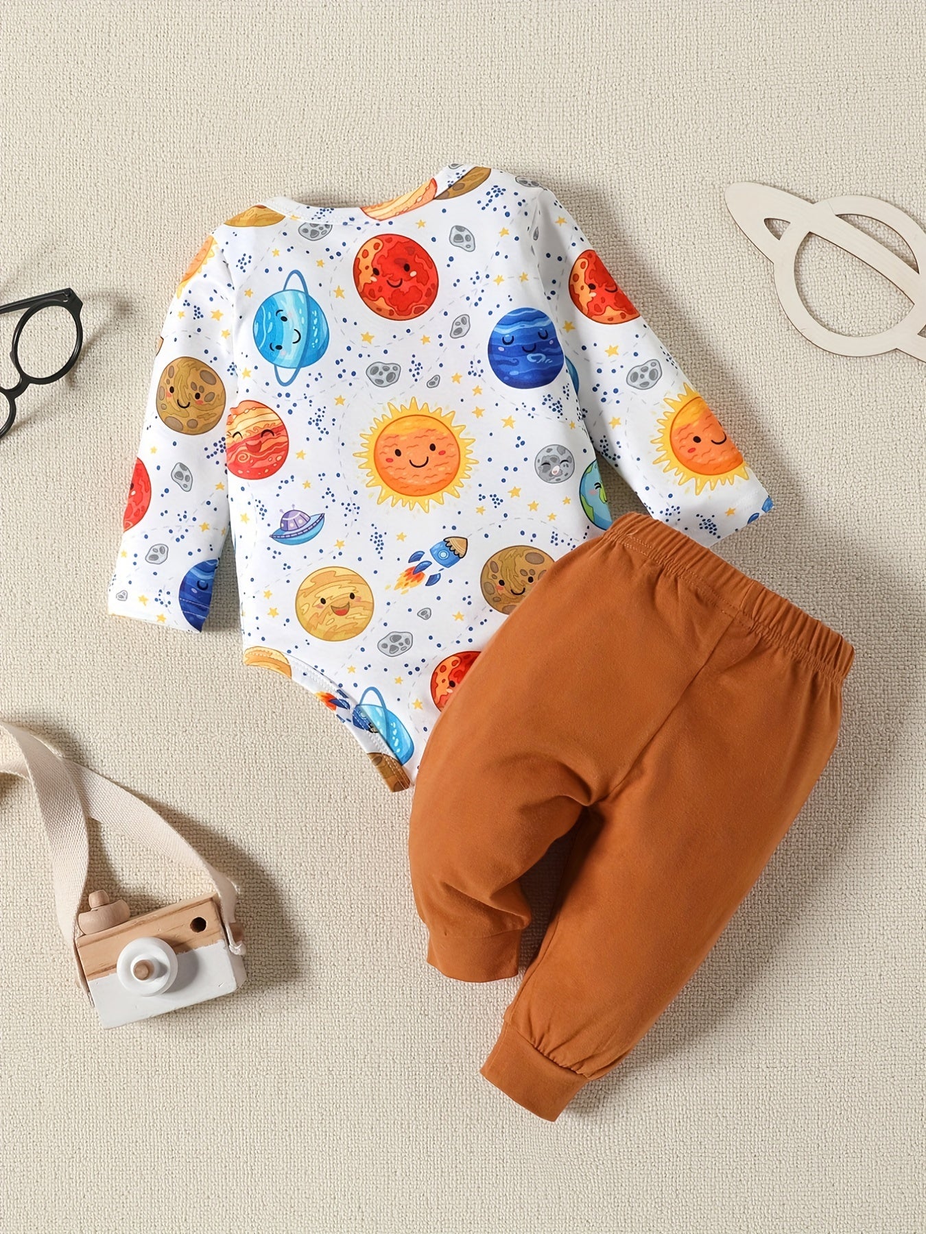 Baby Boys Starry Sky Creeper Romper Cotton Pants Set