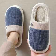 Fuzz Lined Men's House Slippers Anti-Skid Winter Indoor Shoes