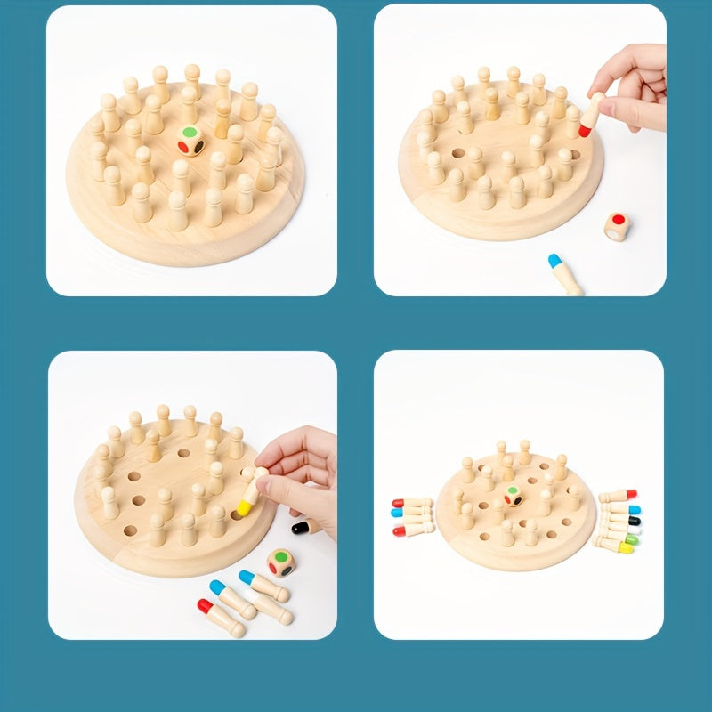 Memory Chess Puzzle Game Children's Toys Wooden Colorful Memory Chess