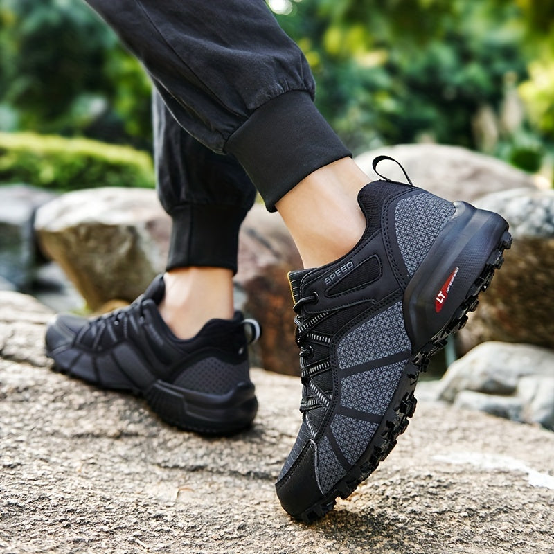Men's Lace Up Hiking Shoes, Durable & Breathable, Anti-Skid for Camping