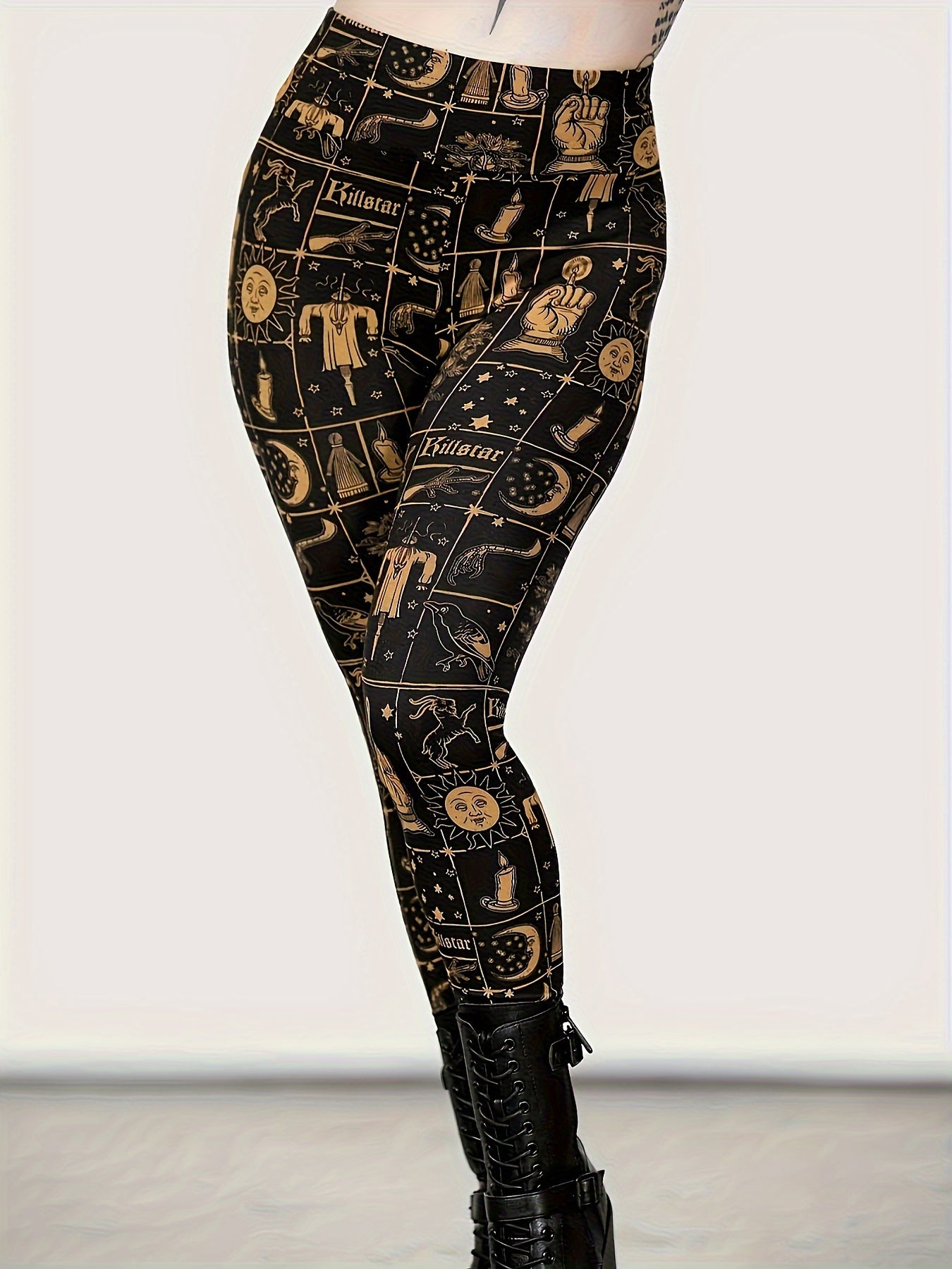 Women's Moon & Sun Print Fitness Leggings