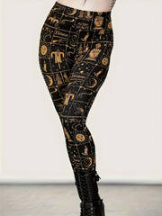 Women's Moon & Sun Print Fitness Leggings