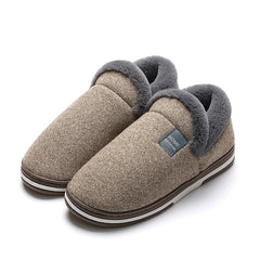 Men's Warm Fleece Round Toe Slippers Non-slip Home Shoes