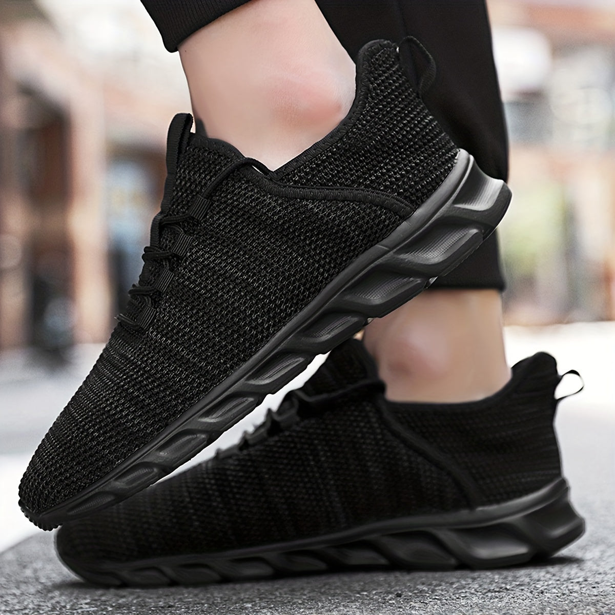 Men's Knit Sneakers Lace Up Breathable