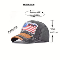 American Flag Embroidered Baseball Cap Washed Cotton Mens Peaked Cap