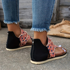 Patriotic Thong Sandals Back Zipper Anti-slip Sports Sandals Women
