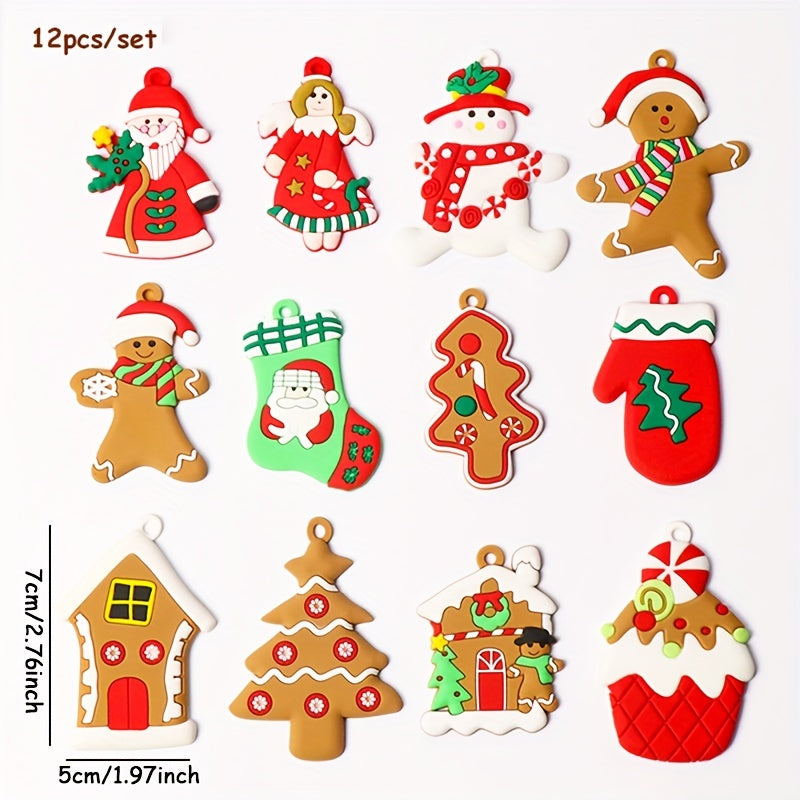 12pcs Gingerbread Man Ornaments Xmas Tree Hanging Pendant Christmas Decorations