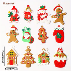12pcs Gingerbread Man Ornaments Xmas Tree Hanging Pendant Christmas Decorations