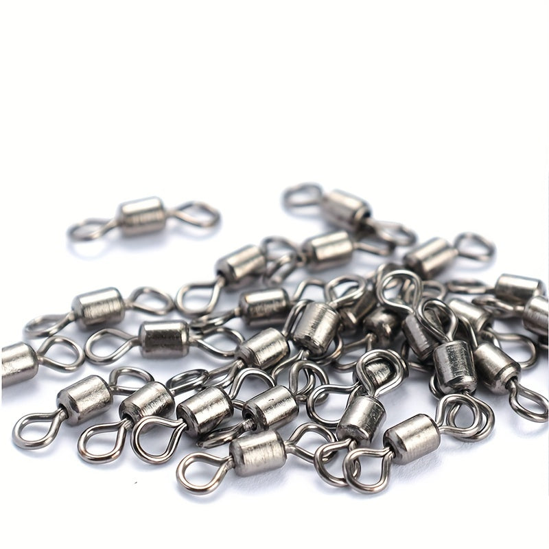 250pcs Fishing Rolling Barrel Swivel Line Hook Connector 5 Sizes with Box