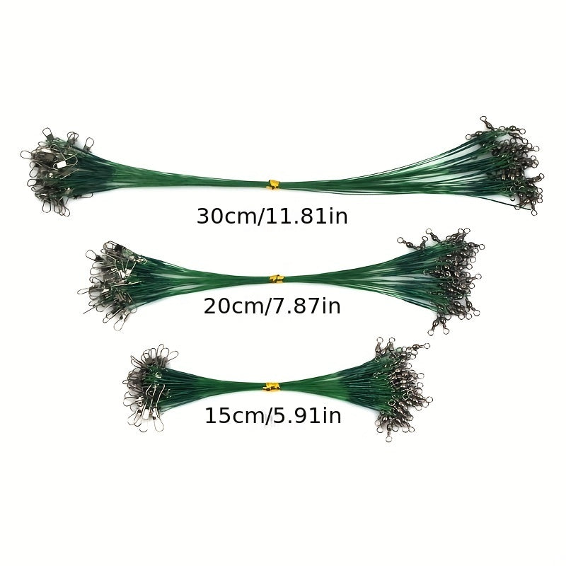 20pcs Anti Bite Steel Fishing Line Wire Leader Swivel Lead Core Leash